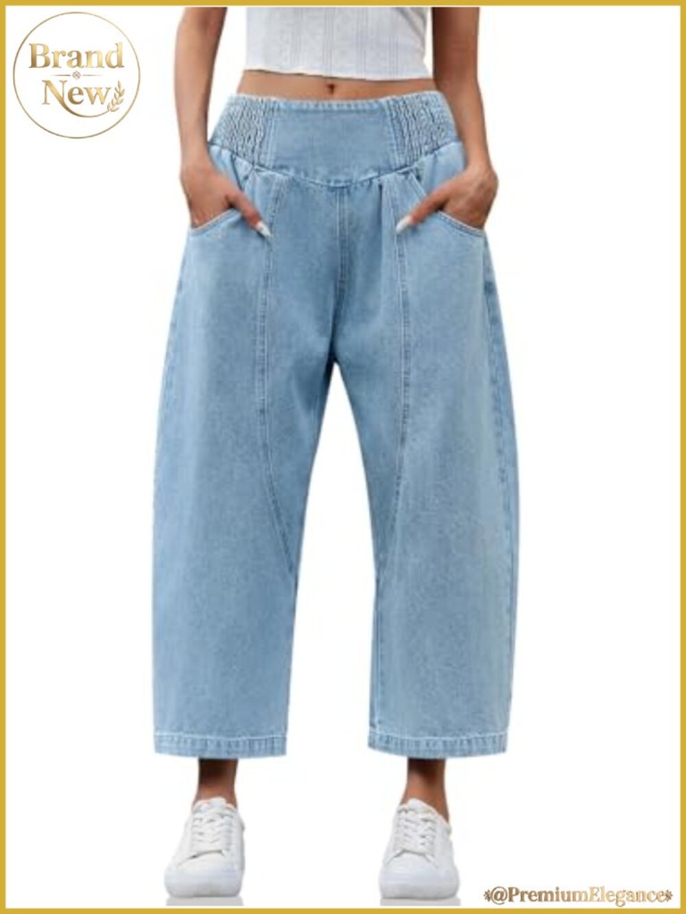 Wide Leg Cropped Jeans Baggy Boyfriend Denim Pants